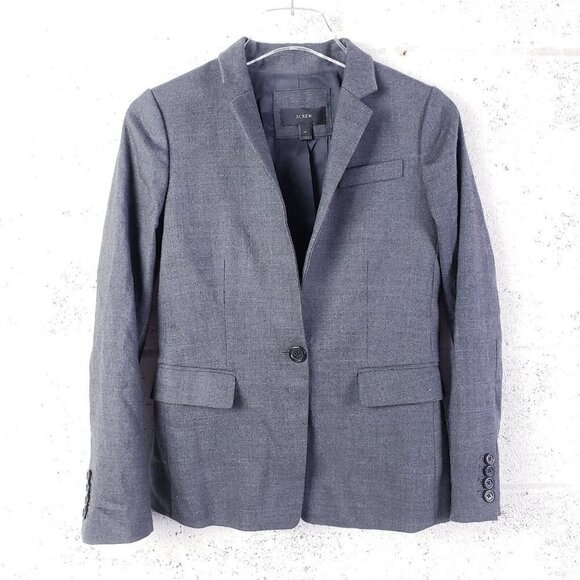 J. Crew Jackets & Blazers - J. Crew Womens 2 Petite Regent Blazer Charcoal Gray Wool B0327 One Button